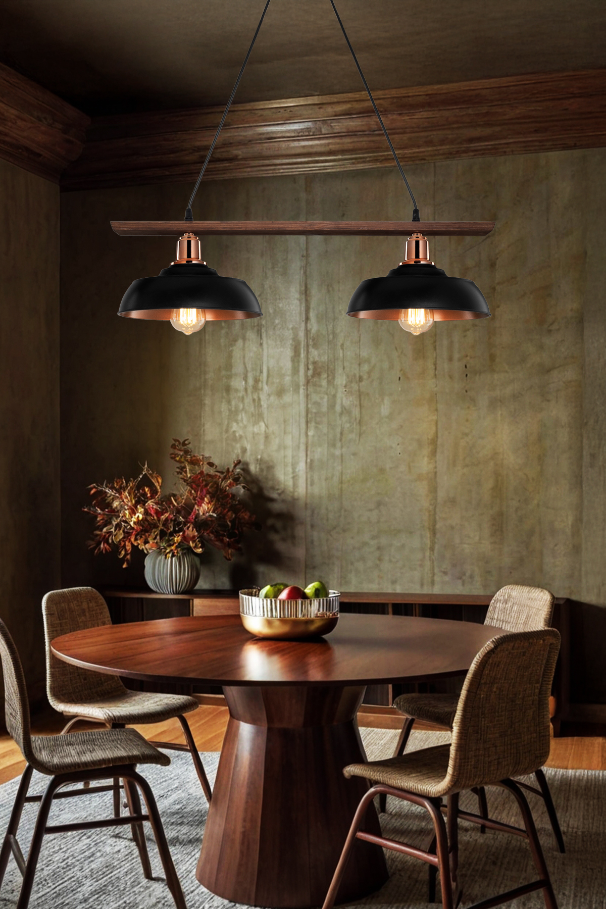 MDL.5342 KARYA 2Lİ AHŞAP CEVİZ KASA - SİYAH-BAKIR ŞAPKA (BAKIR KUKALI)